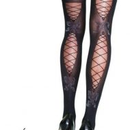 Bas autofixants facon corset leg avenue noir argent bas autofixants