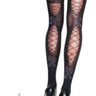 Bas opaques facon corset leg avenue noir rouge bas