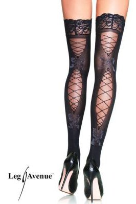 bas opaques facon corset leg avenue noir rouge bas