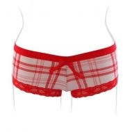 Boxer dentelle et noeud leg avenue noir rouge strings boxers