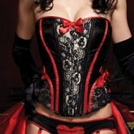 Burlesque corset silhouette leg avenue noir rouge burlesque