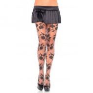 Collant floral leg avenue noir gris collants