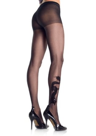 collant imprime dragon leg avenue noir collants