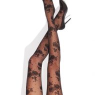 Collants jarretelles floral