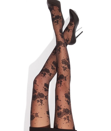 collants jarretelles floral