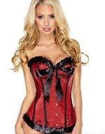 Corset effet taffetas hustler lingerie bordeaux noir bustiers et corsets