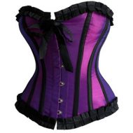 Corset jarretelles et noeud hustler lingerie noir mauve bustiers et corsets