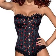 Corset luxueux avec fleurs rouges et dentelle