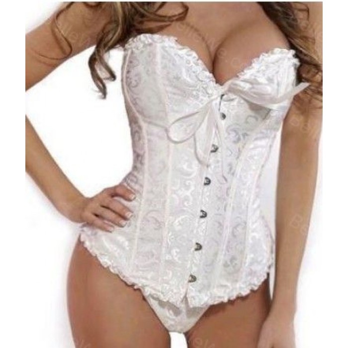 corset satin et dentelle avec broderie