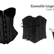 Corset souple satine avec dentelle et string