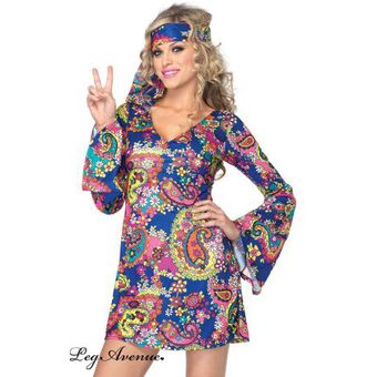 costume 2 pieces hippie leg avenue multicolore mode retro