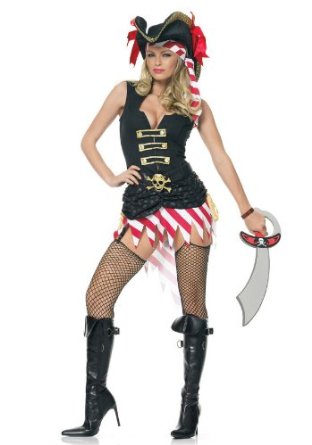 costume 2 pieces pirate leg avenue noir rouge pirate