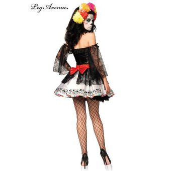 costume 4 pieces sublime calaveras leg avenue ml i halloween noir rouge blanc
