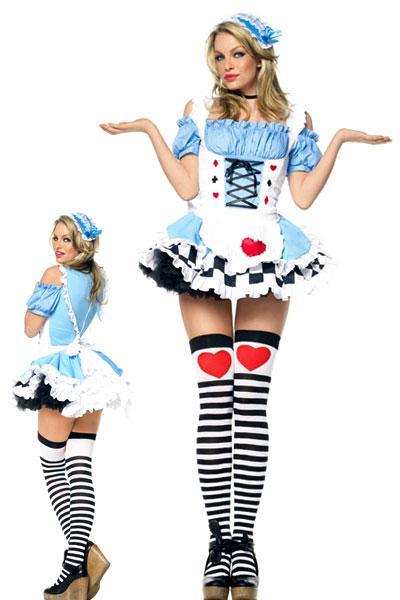 costume alice leg avenue bleu rouge blanc poker girl