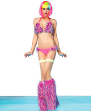 costumes bikini 2 pieces fausse fourrure monsterette rose leg avenue small