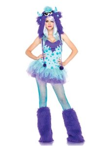 costumes costume 2 pieces monstre farfellu a pois turquoise mauve leg avenue xs