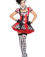 Costumes costume 3 pieces clown arlequin noir rouge leg avenue small