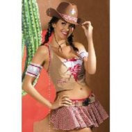 Cowgirl costume obsessive marron blanc far west