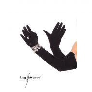 Gants velours bracelet leg avenue noir gants et mitaines