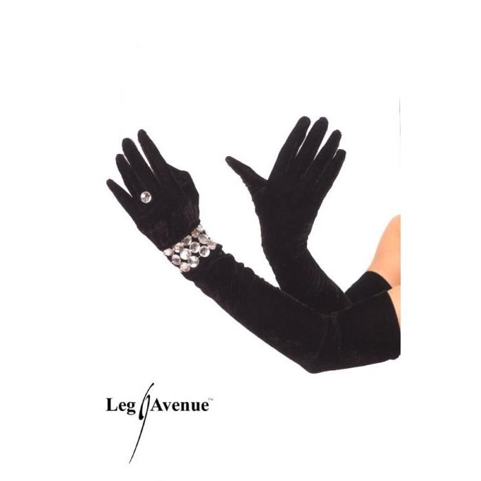 gants velours bracelet leg avenue noir gants et mitaines