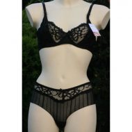 Guepiere noire transparente avec dentelle et armatures