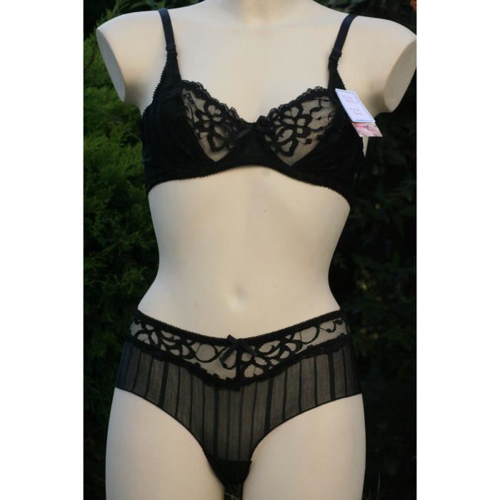 guepiere noire transparente avec dentelle et armatures