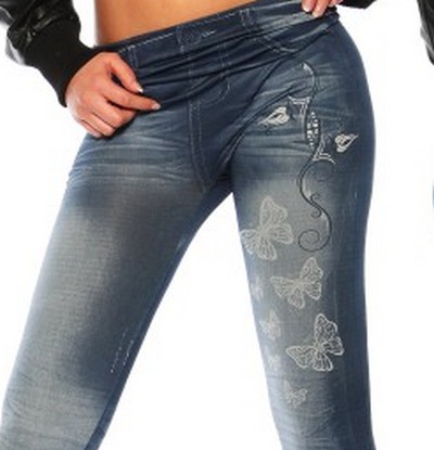 legging effet jean et papillons