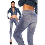 Legging effet jean use deco rivets