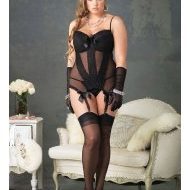 Lingerie guepiere 2 pieces illusion gt noir leg avenue 1x 2x