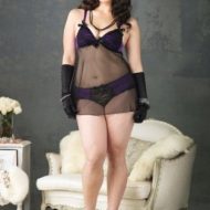 Lingerie nuisette violine gt noir mauve leg avenue 1x 2x