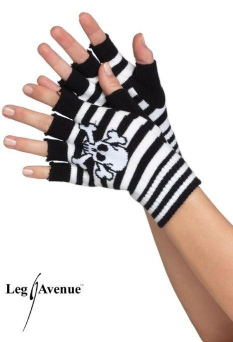 mitaines squelette leg avenue noir blanc gants et mitaines