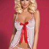 Nuisette fine et volante surlignee de rouge