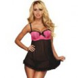 Nuisette folie douce hustler lingerie noir rose vif nuisettes