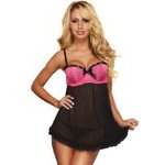 nuisette folie douce hustler lingerie noir rose vif nuisettes