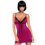 nuisette satinee avec string prune et noire flamenco chemise