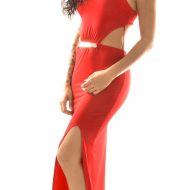 Robe longue fendue taille ajouree