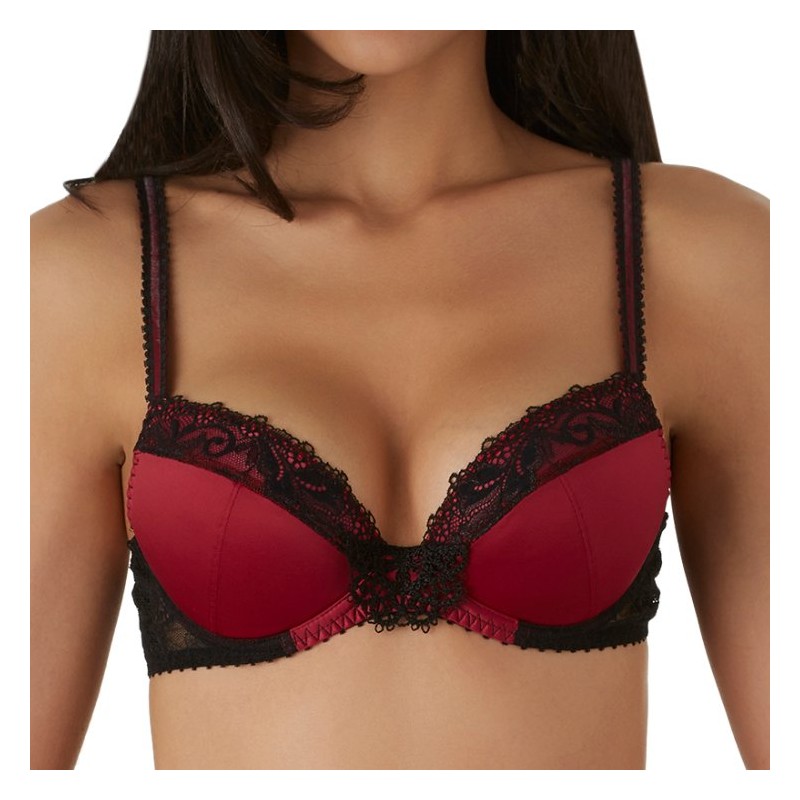 soutien gorge dentelle push rouge