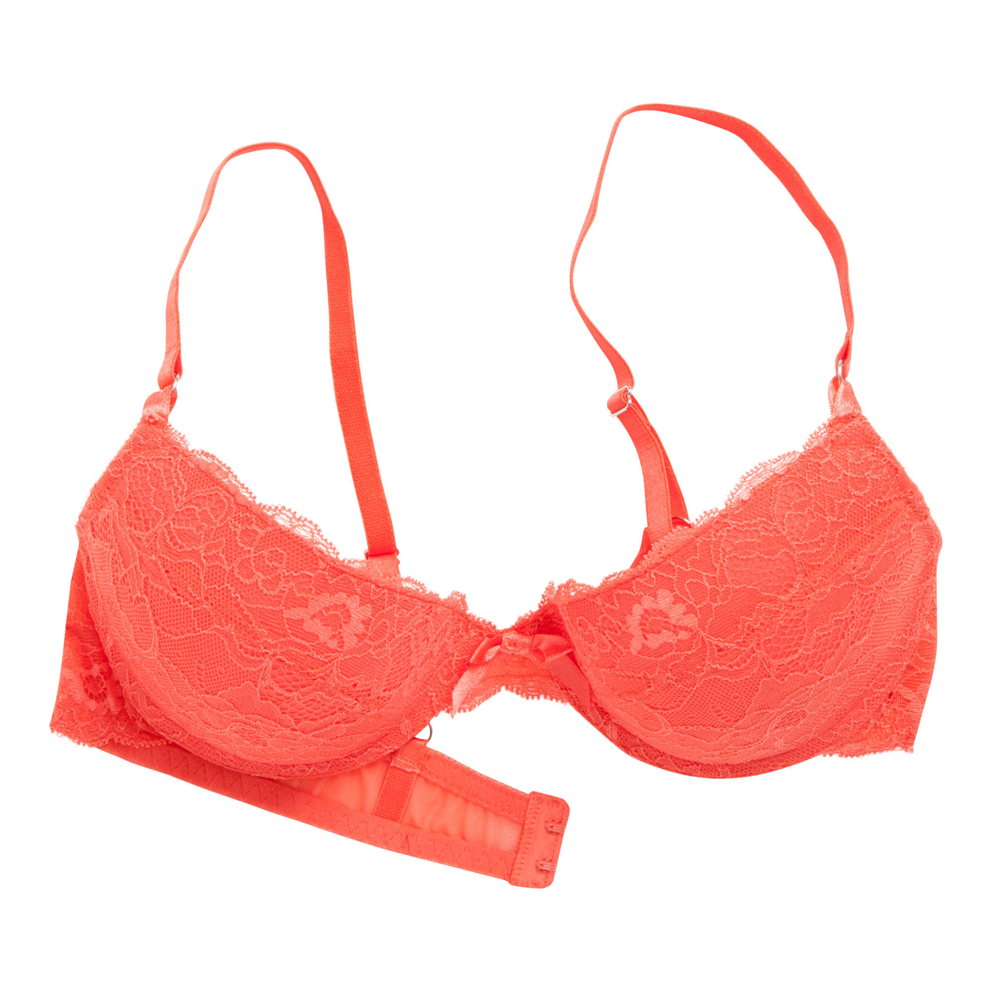 soutien gorge push dentelle corail