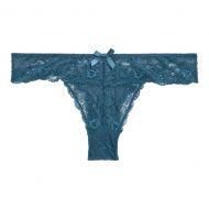 Tanga bleu jeans dentelle