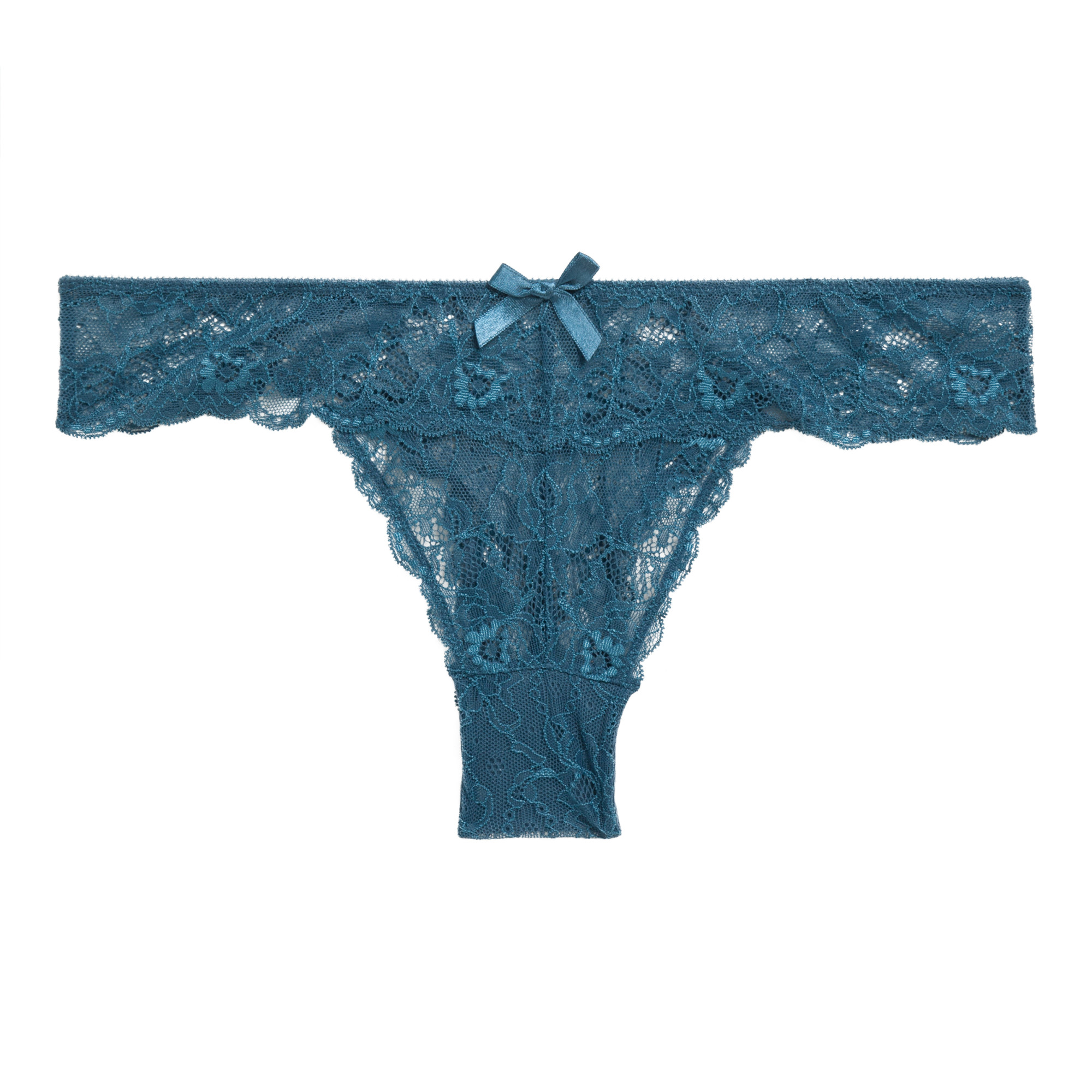 tanga bleu jeans dentelle